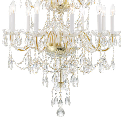 ##Antique Hardware## Traditional Crystal 15 Light Hand Cut Crystal Polished Brass Chandelier