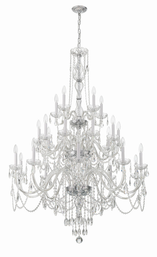 ##Antique Hardware## Traditional Crystal 25 Light Hand Cut Crystal Polished Chrome Chandelier