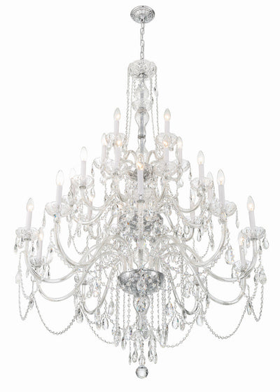 ##Antique Hardware## Traditional Crystal 25 Light Hand Cut Crystal Polished Chrome Chandelier