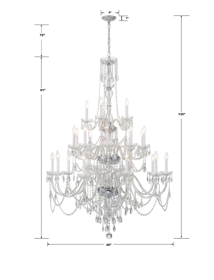 ##Antique Hardware## Traditional Crystal 25 Light Hand Cut Crystal Polished Chrome Chandelier