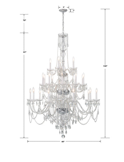 ##Antique Hardware## Traditional Crystal 25 Light Hand Cut Crystal Polished Chrome Chandelier