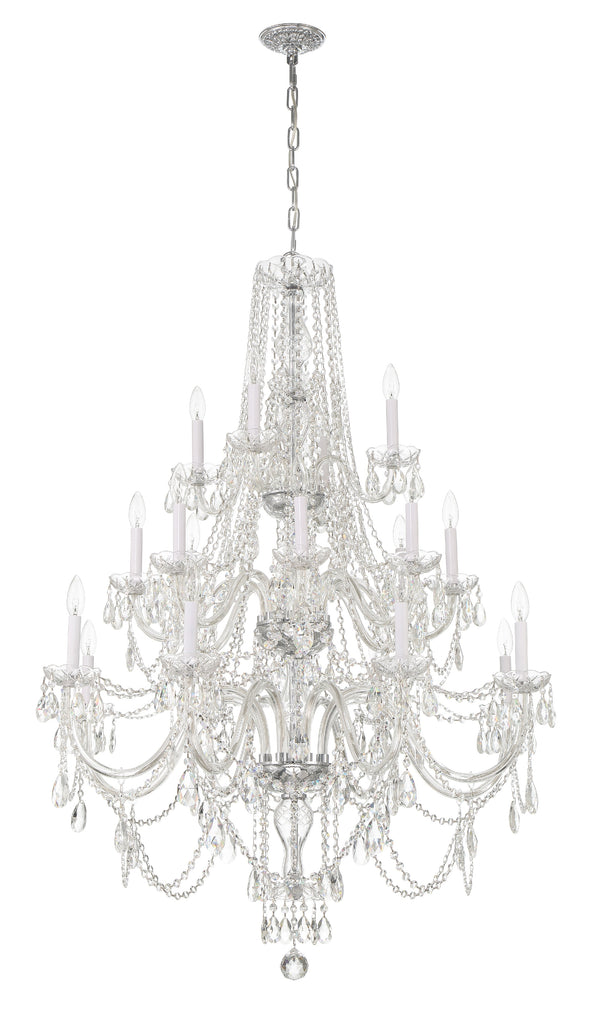 ##Antique Hardware## Traditional Crystal 20 Light Hand Cut Crystal Polished Chrome Chandelier