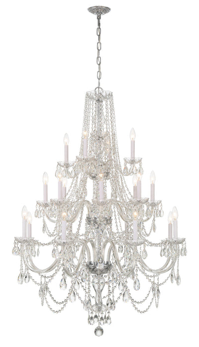 ##Antique Hardware## Traditional Crystal 20 Light Hand Cut Crystal Polished Chrome Chandelier