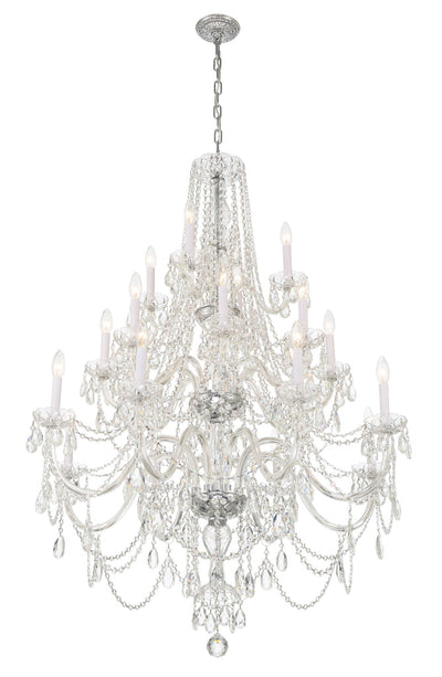 ##Antique Hardware## Traditional Crystal 20 Light Hand Cut Crystal Polished Chrome Chandelier