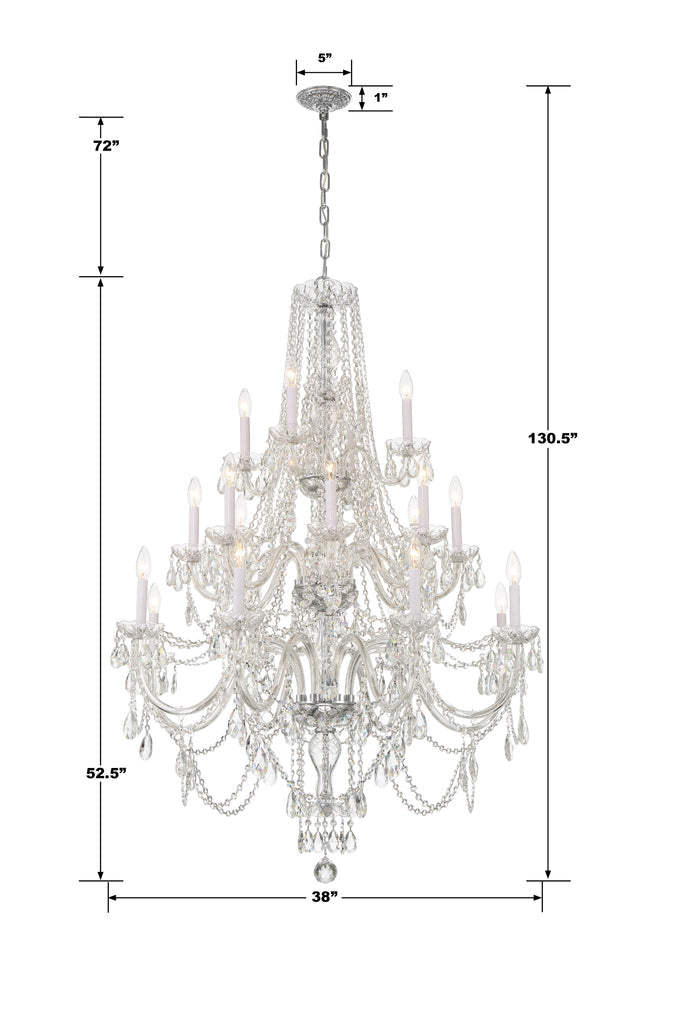 ##Antique Hardware## Traditional Crystal 20 Light Hand Cut Crystal Polished Chrome Chandelier