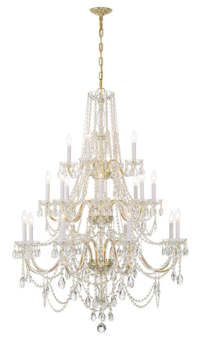 ##Antique Hardware## Traditional Crystal 20 Light Hand Cut Crystal Polished Brass Chandelier