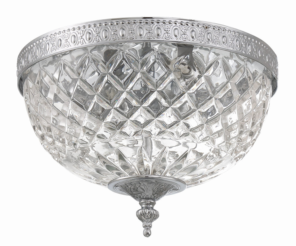 ##Antique Hardware## Crystorama 2 Light Polished Chrome Crystal Flush Mount