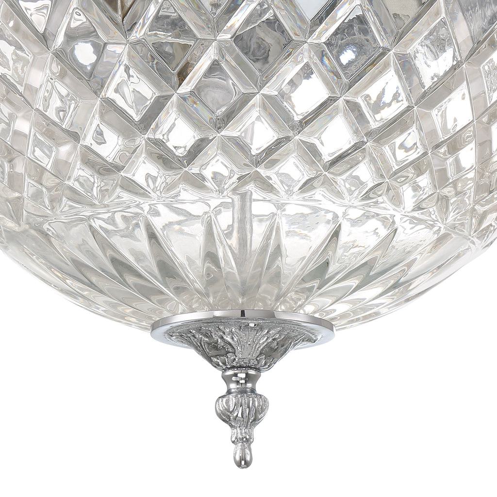 ##Antique Hardware## Crystorama 3 Light Polished Chrome Crystal Flush Mount