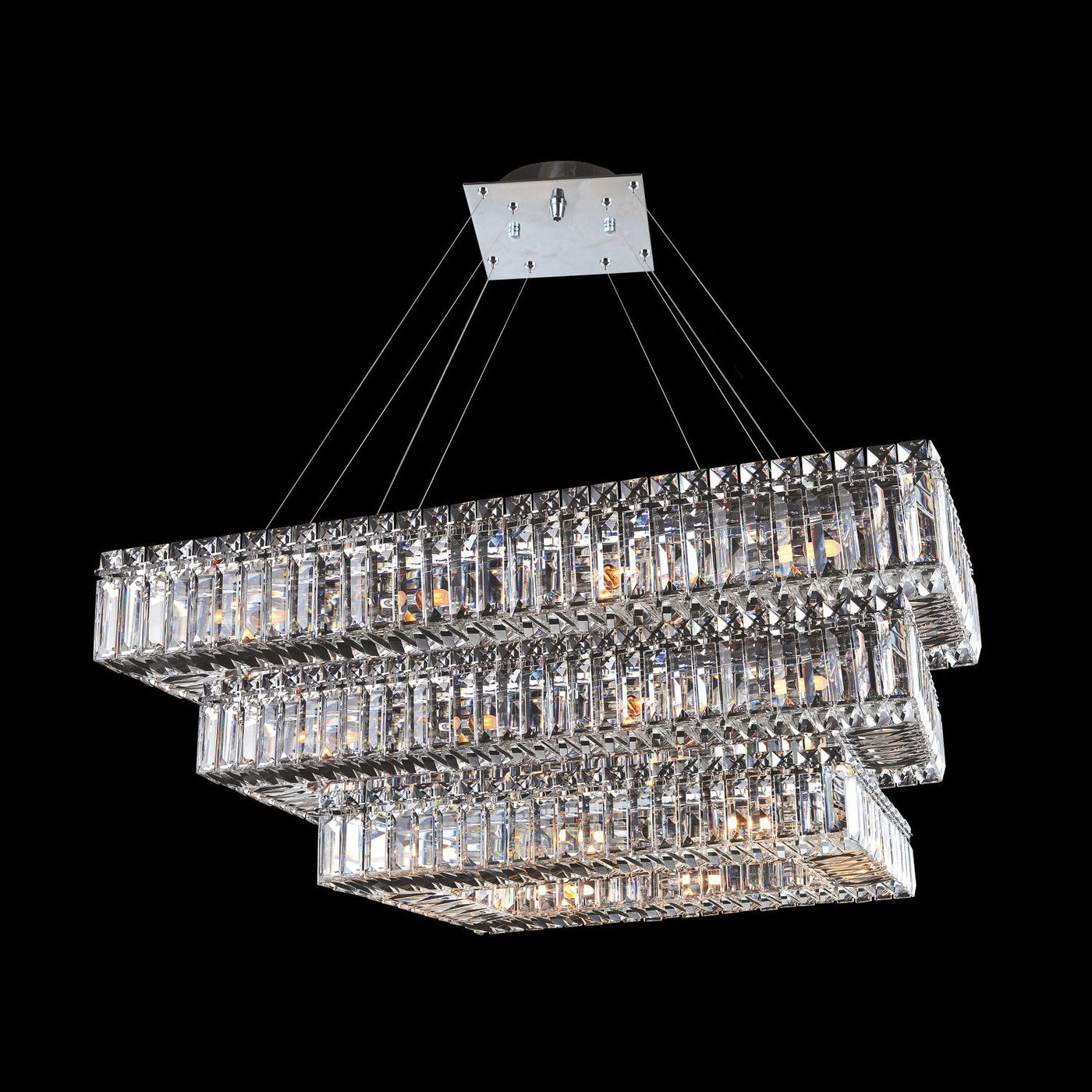 ##Antique Hardware## Baguette 43 Inch Rectangular 3 Tier Pendant