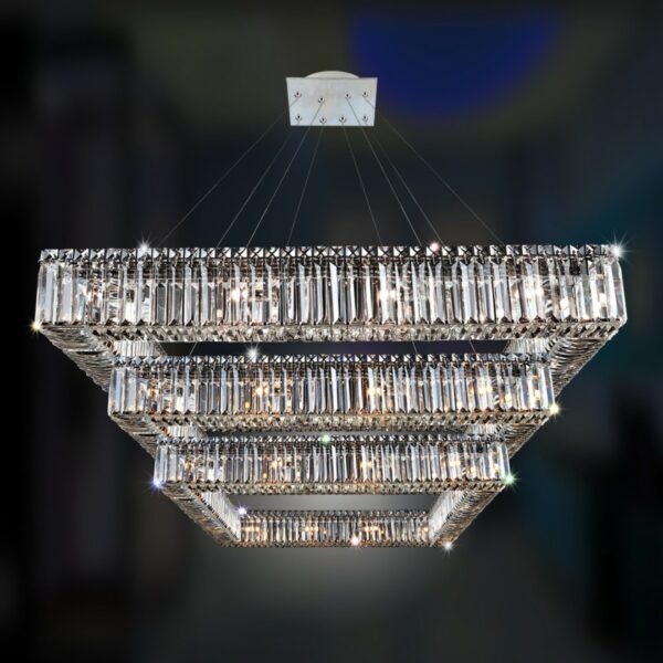 ##Antique Hardware## Quadro 35 Inch Square 3 Tier Pendant