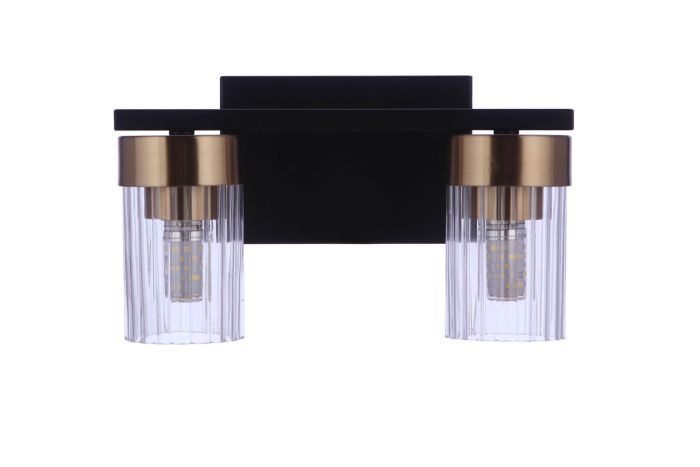 ##Antique Hardware## Bond Street 2 Light Vanity in Flat Black/Satin Brass