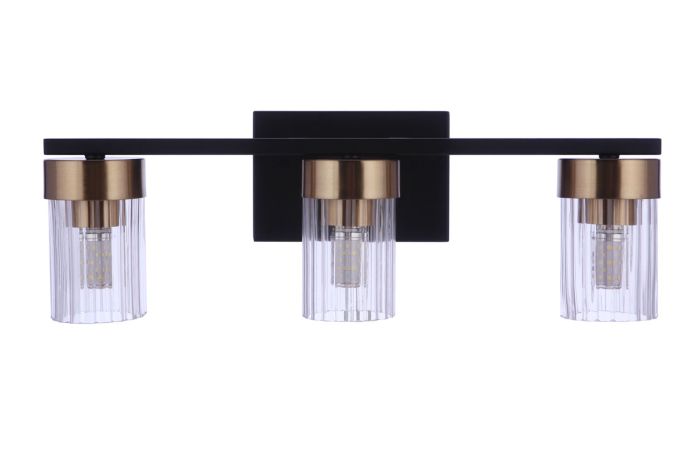 ##Antique Hardware## Bond Street 3 Light Vanity in Flat Black/Satin Brass