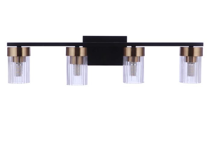 ##Antique Hardware## Bond Street 4 Light Vanity in Flat Black/Satin Brass