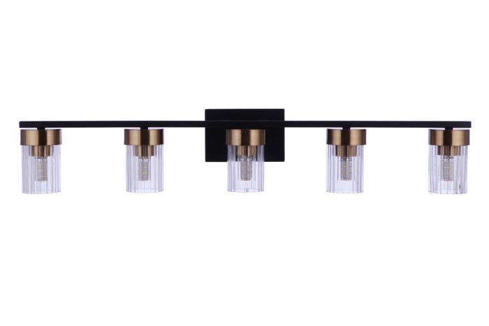 ##Antique Hardware## Bond Street 5 Light Vanity in Flat Black/Satin Brass