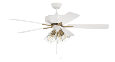 Antique Hardware 52" Pro Plus 104 in White/Satin Brass w/ White/Washed Oak Blades Ceiling Fan