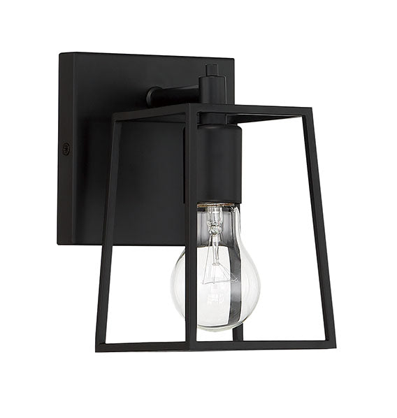 ##Antique Hardware## Dunn 1 Light Wall Sconce in Flat Black