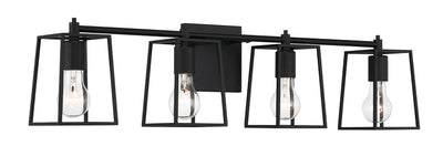 ##Antique Hardware## Dunn 4 Light Vanity in Flat Black