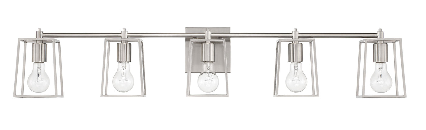 ##Antique Hardware## Dunn 5 Light Vanity in Brushed Polished Nickel