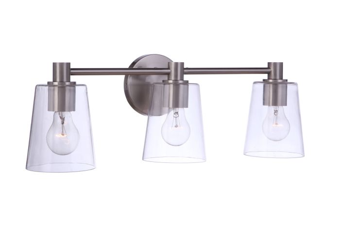 ##Antique Hardware## Emilio 3 Light Vanity in Brushed Polished Nickel