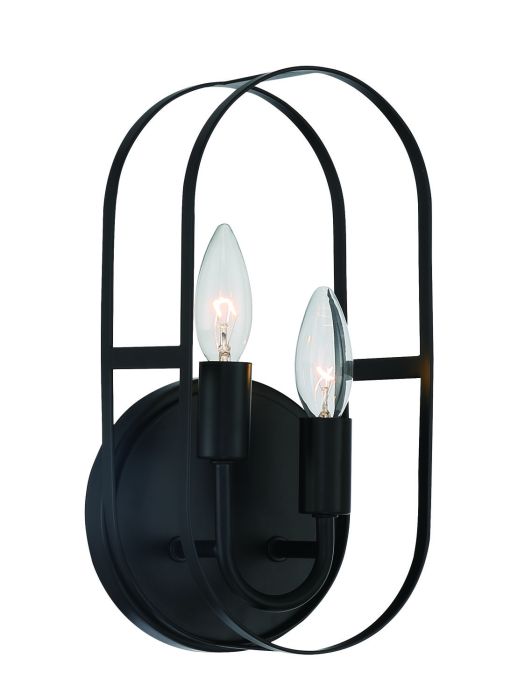 ##Antique Hardware## Mindful 2 Light Sconce in Flat Black