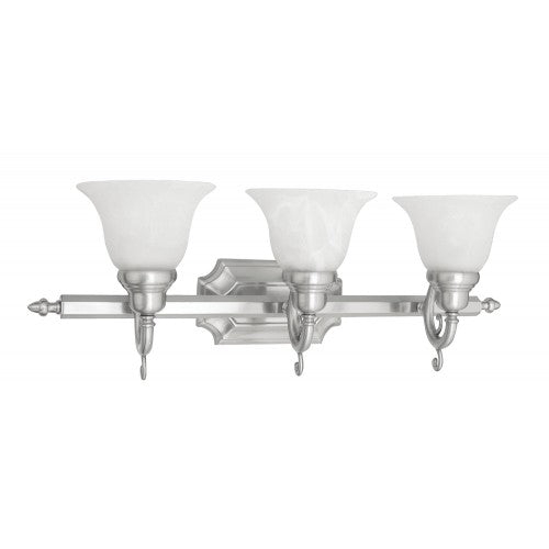 ##Antique Hardware## 3 Light Brushed Nickel Bath Light