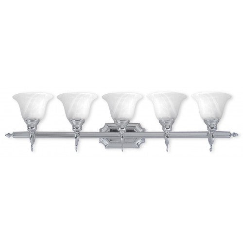 ##Antique Hardware## 5 Light Polished Chrome Bath Light