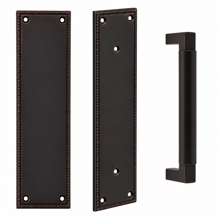 12 Inch Solid Brass Knoxville Hercules Smooth Push & Pull Door Set