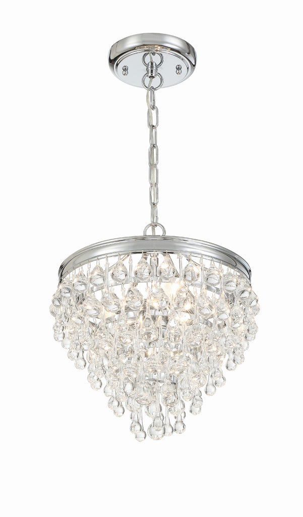 ##Antique Hardware## Calypso 3 Light Crystal Teardrop Polished Chrome Mini Chandelier