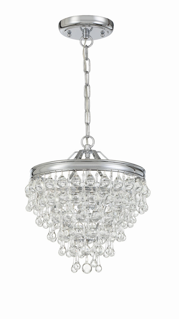 ##Antique Hardware## Calypso 3 Light Crystal Teardrop Polished Chrome Mini Chandelier