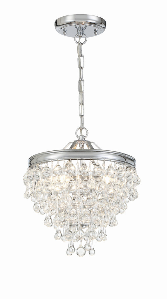 ##Antique Hardware## Calypso 3 Light Crystal Teardrop Polished Chrome Mini Chandelier