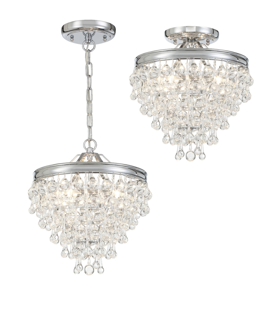 ##Antique Hardware## Calypso 3 Light Crystal Teardrop Polished Chrome Mini Chandelier