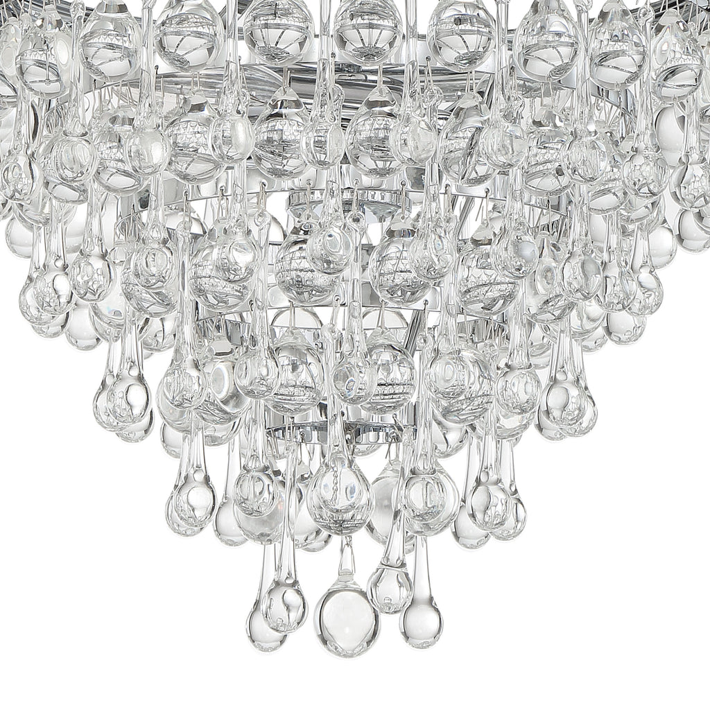 Antique Hardware Calypso 3 Light Crystal Teardrop Polished Chrome Mini Chandelier Chandelier