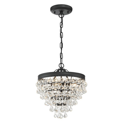 ##Antique Hardware## Calypso 3 Light Matte Black Mini Chandelier