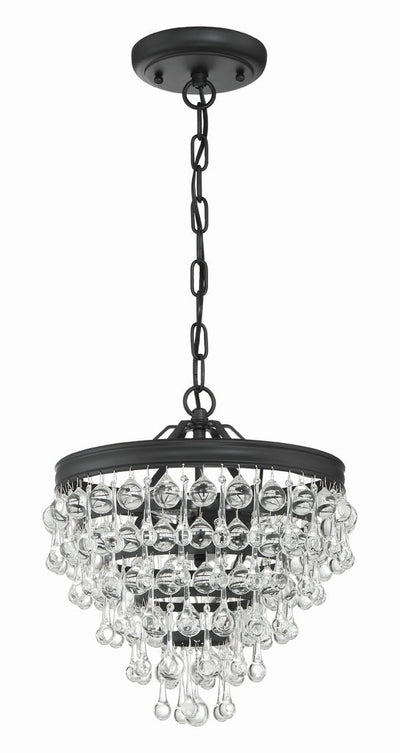 ##Antique Hardware## Calypso 3 Light Matte Black Mini Chandelier