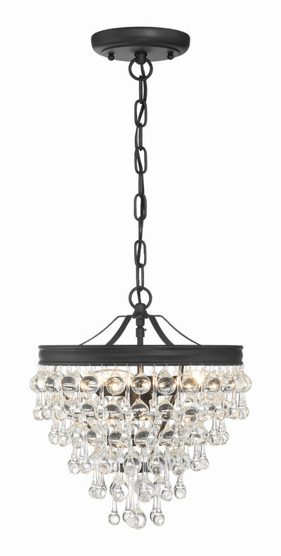 ##Antique Hardware## Calypso 3 Light Matte Black Mini Chandelier