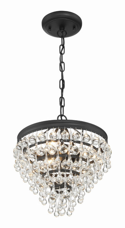 ##Antique Hardware## Calypso 3 Light Matte Black Mini Chandelier