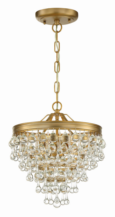 ##Antique Hardware## Calypso 3 Light Crystal Teardrop Vibrant Gold Mini Chandelier