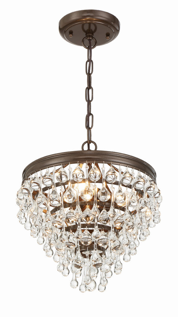 ##Antique Hardware## Calypso 3 Light Crystal Teardrop Vibrant Bronze Mini Chandelier