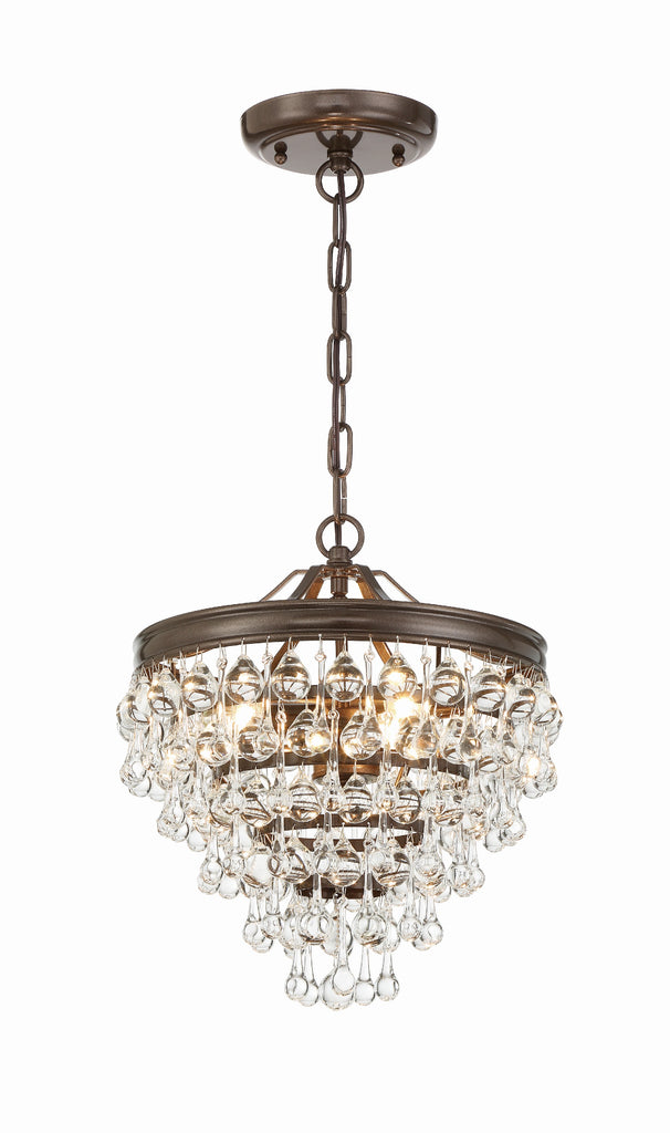 ##Antique Hardware## Calypso 3 Light Crystal Teardrop Vibrant Bronze Mini Chandelier