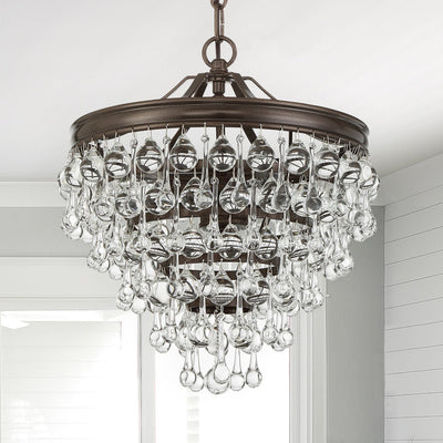 ##Antique Hardware## Calypso 3 Light Crystal Teardrop Vibrant Bronze Mini Chandelier