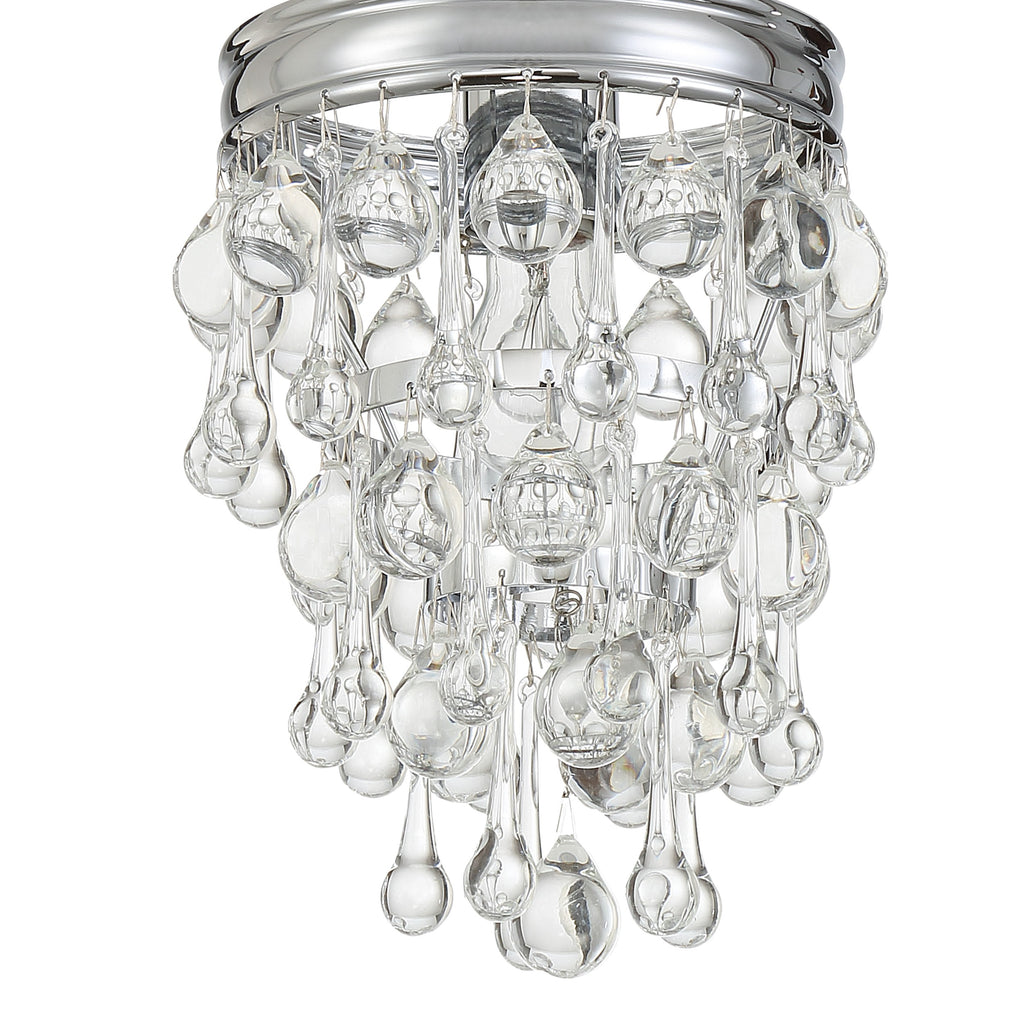##Antique Hardware## Calypso 1 Light Crystal Teardrop Polished Chrome Mini Pendant