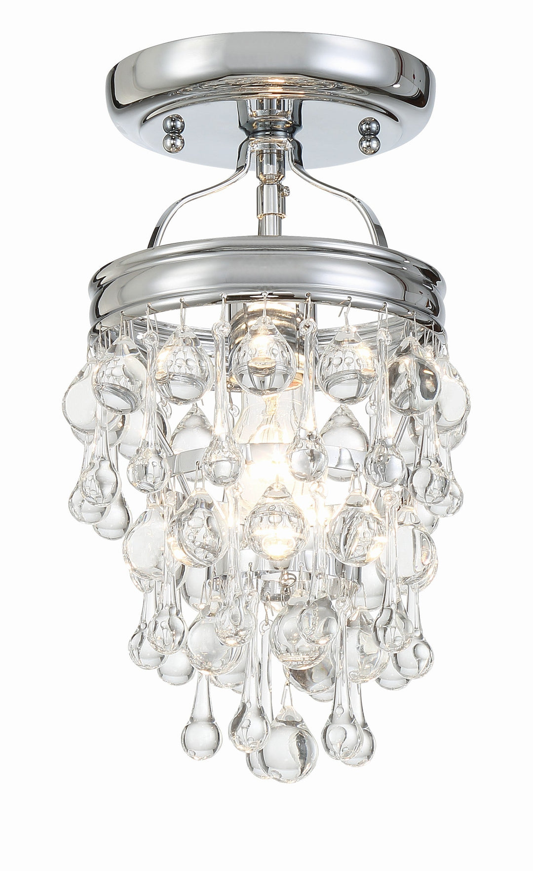 ##Antique Hardware## Calypso 1 Light Crystal Teardrop Polished Chrome Semi Flush Mount
