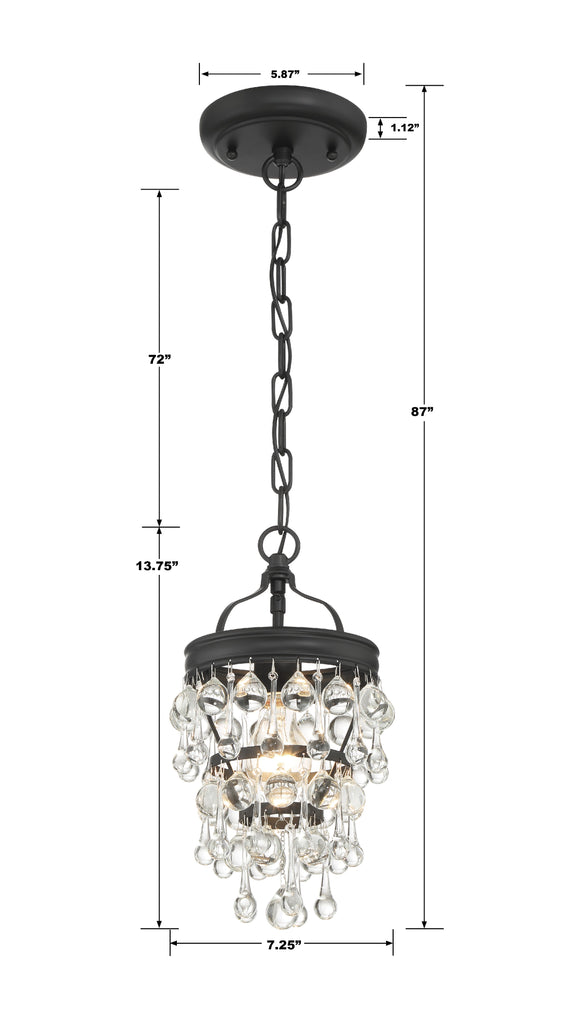 Antique Hardware Calypso 1 Light Matte Black Mini Pendant Pendant