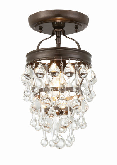 Antique Hardware Calypso 1 Light Crystal Teardrop Vibrant Bronze Semi Flush Mount Semi Flush