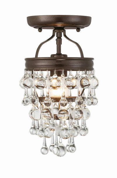 Antique Hardware Calypso 1 Light Crystal Teardrop Vibrant Bronze Semi Flush Mount Semi Flush