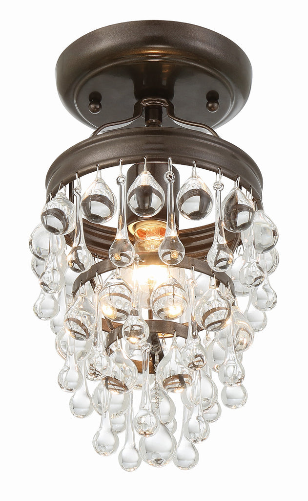 Antique Hardware Calypso 1 Light Crystal Teardrop Vibrant Bronze Semi Flush Mount Semi Flush