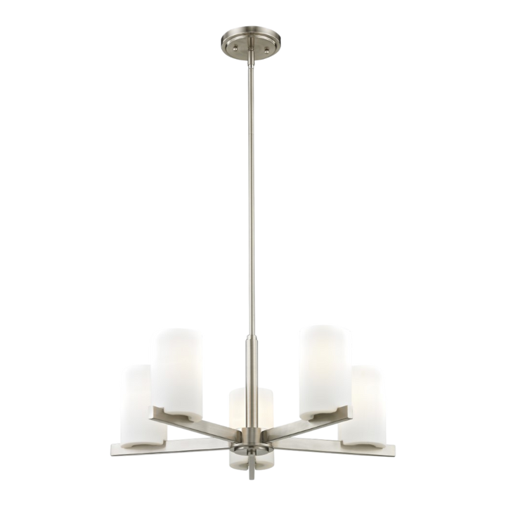 Astoria 5-Light Dinette Chandelier – Brushed Nickel with Satin Opal Glass