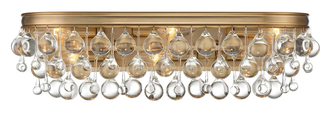 ##Antique Hardware## Calypso 6 Light Crystal Teardrop Vibrant Gold Bathroom Vanity