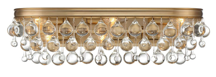 ##Antique Hardware## Calypso 6 Light Crystal Teardrop Vibrant Gold Bathroom Vanity