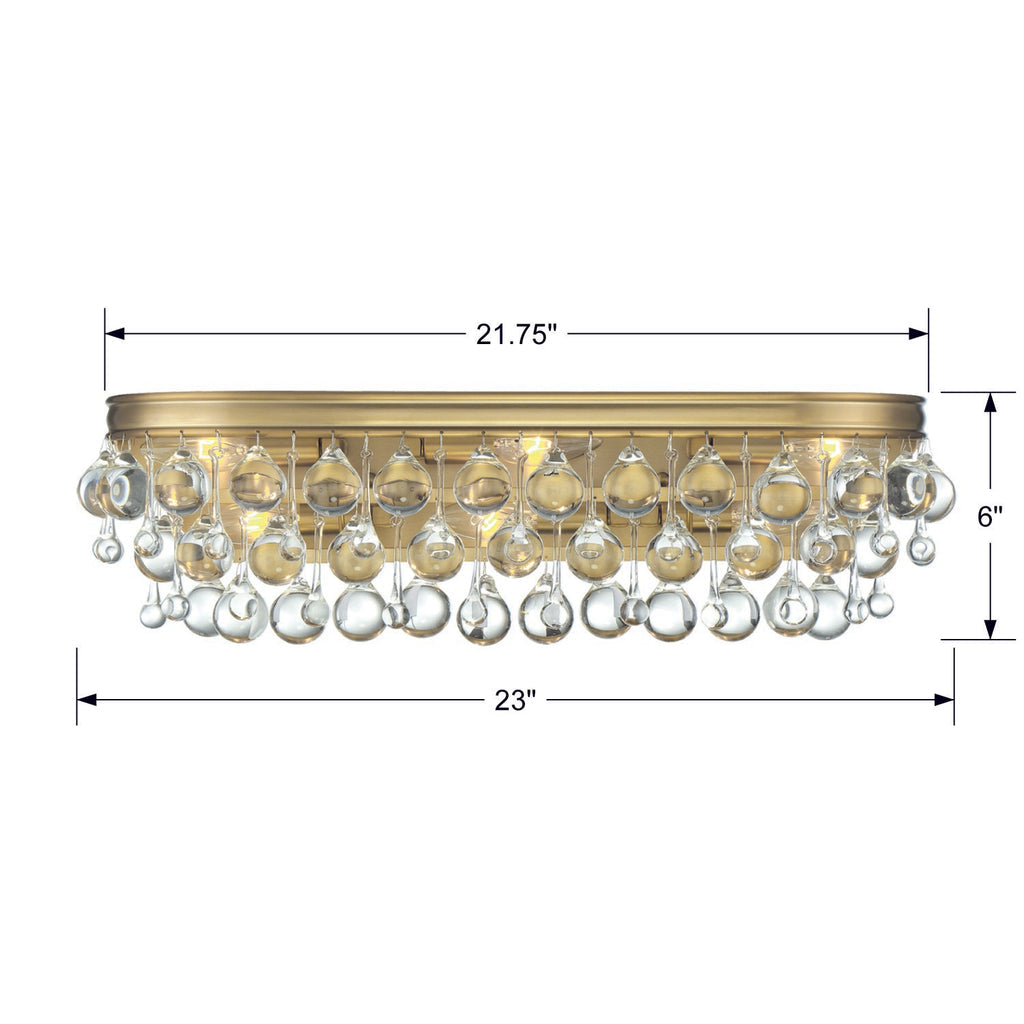 ##Antique Hardware## Calypso 6 Light Crystal Teardrop Vibrant Gold Bathroom Vanity